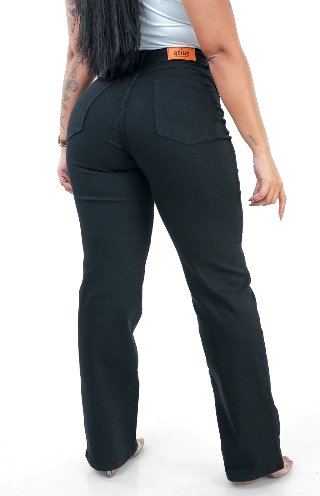 CALÇA JEANS FEMININA - WIDE LEG PRETO INTENSO