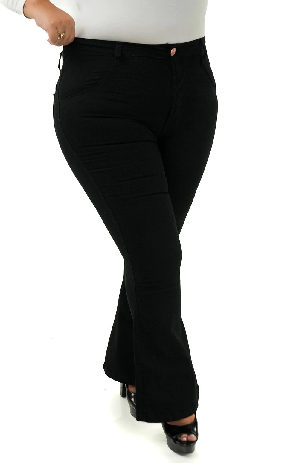 CALÇA JEANS PARA BAIXINHAS PLUS SIZE - FLARE PRETA INTENSE