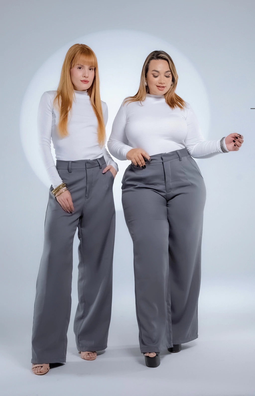 CALÇA FEMININA ALFAIATARIA CINTURA ALTA - CINZA