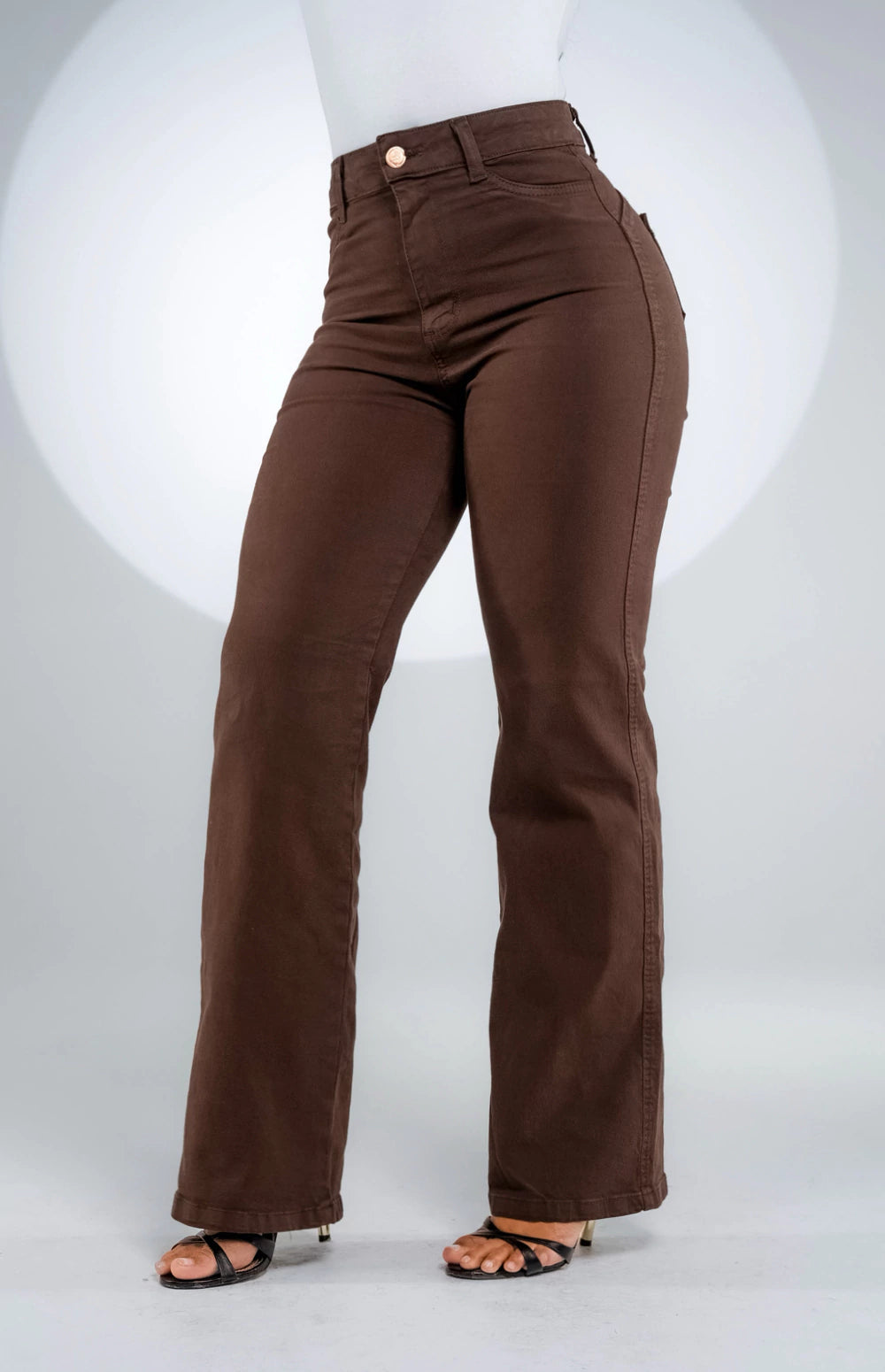 CALÇA JEANS FEMININA - WIDE LEG COFFEE