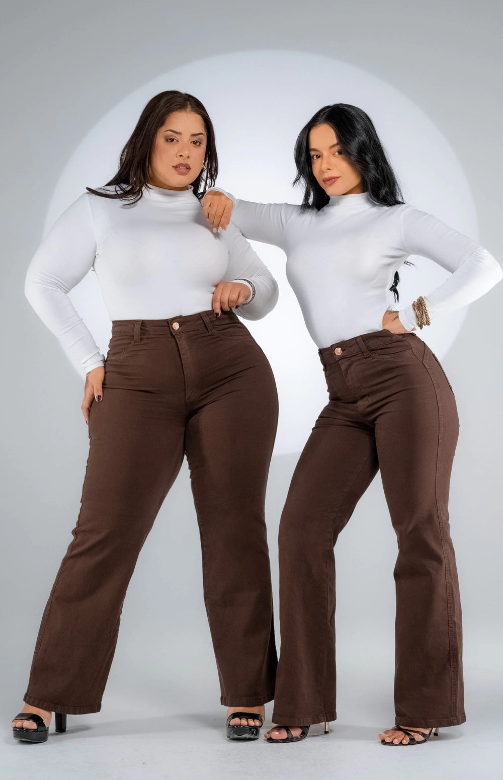 CALÇA JEANS FEMININA - WIDE LEG COFFEE